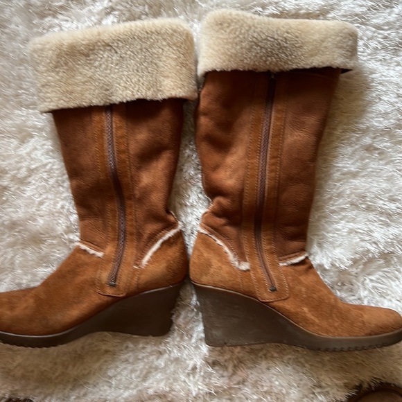 UGG Josyln fawn suede fleece lined wedge heel boots sz9 - Picture 3 of 8